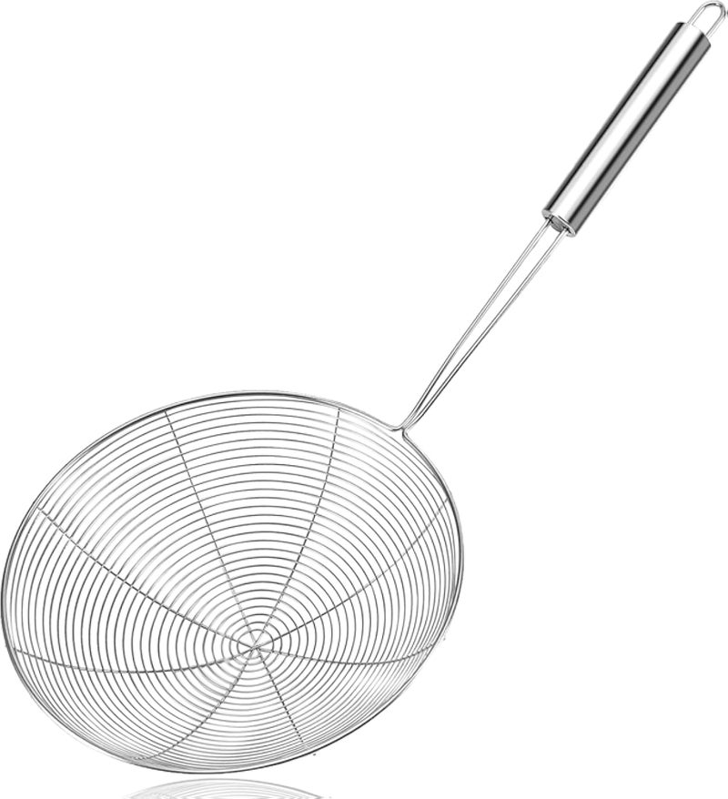 ملعقة مصفاة على شكل شبكة عنكبوت بمقبض، ملاعق مثقوبة للطبخ، معكرونة 7.9 بوصة